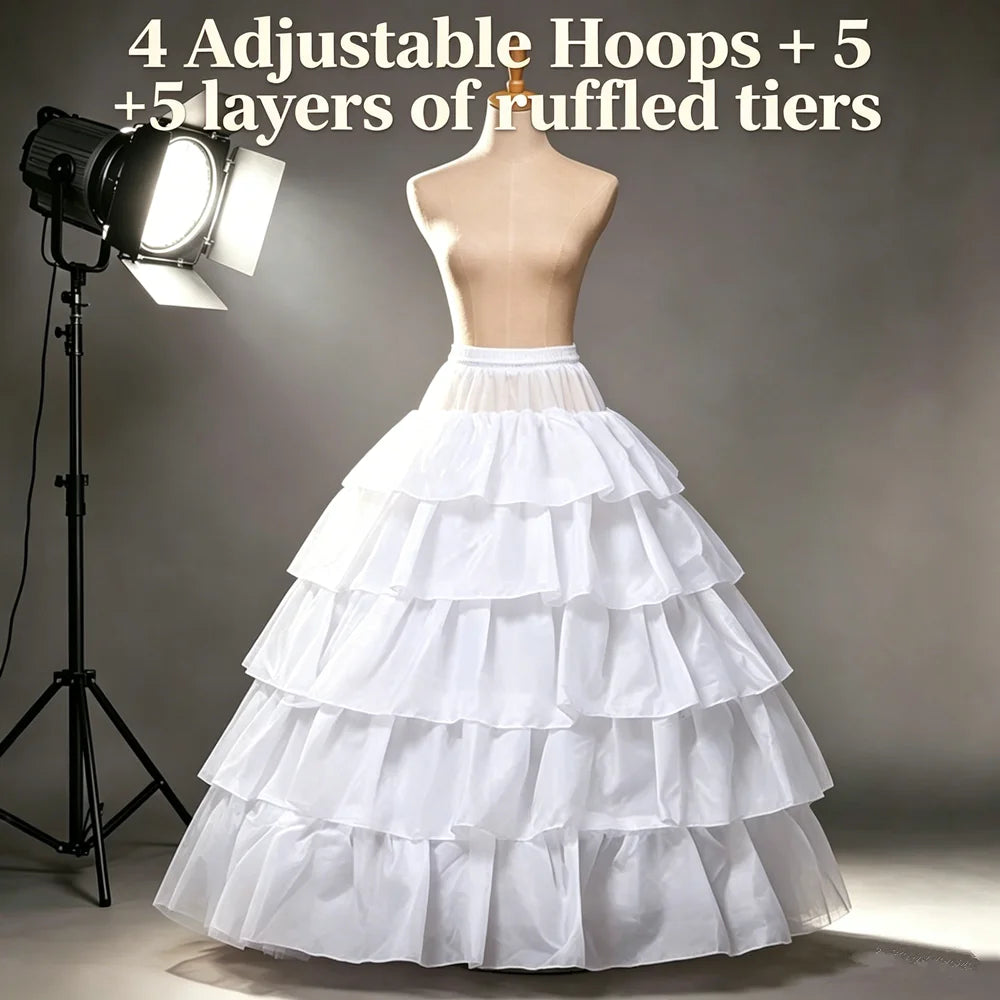 Fluffy 4/6 Hoops Sweet 15 Gown Petticoat Boneless 4 Layers Tulle Crinoline Underskirt for Wedding Dress Bridal Ball Gown Lolita