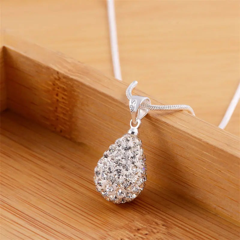 Fashion 925 Sterling Silver 18-24 Inches Exquisite Water Drop Zircon Necklace For Charm Women Wedding Gift Jewelry Party Wholesa
