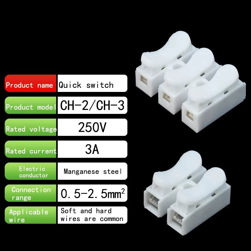 Quick Wire Connectors 1P 2P Screwless Spring Clamp Terminal Block No Soldering Cable Terminals For Electronics Wiring Connection