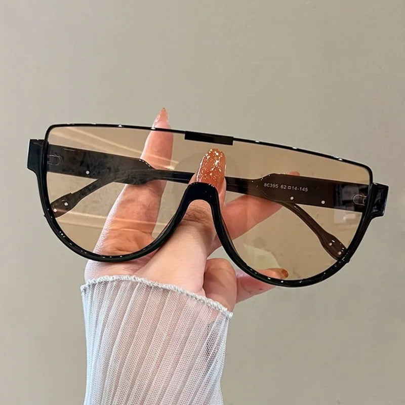 Vintage Semi-round Sunglasses Women Fashion Monoblock Outdoor Goggle Shades Trending New Design UV400 Eyewear
