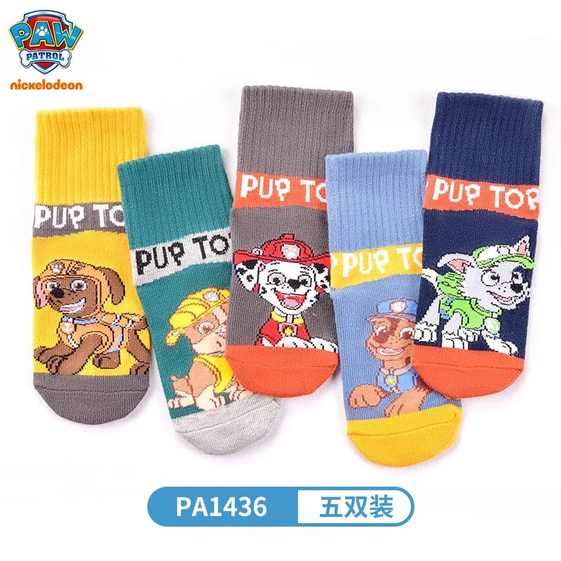 100% Genuine Paw Patrol 10PCS=5Pairs Children's Socks Boys Girls Spring & Autumn Styles Cotton Socks Age 3-8 Years High Quality