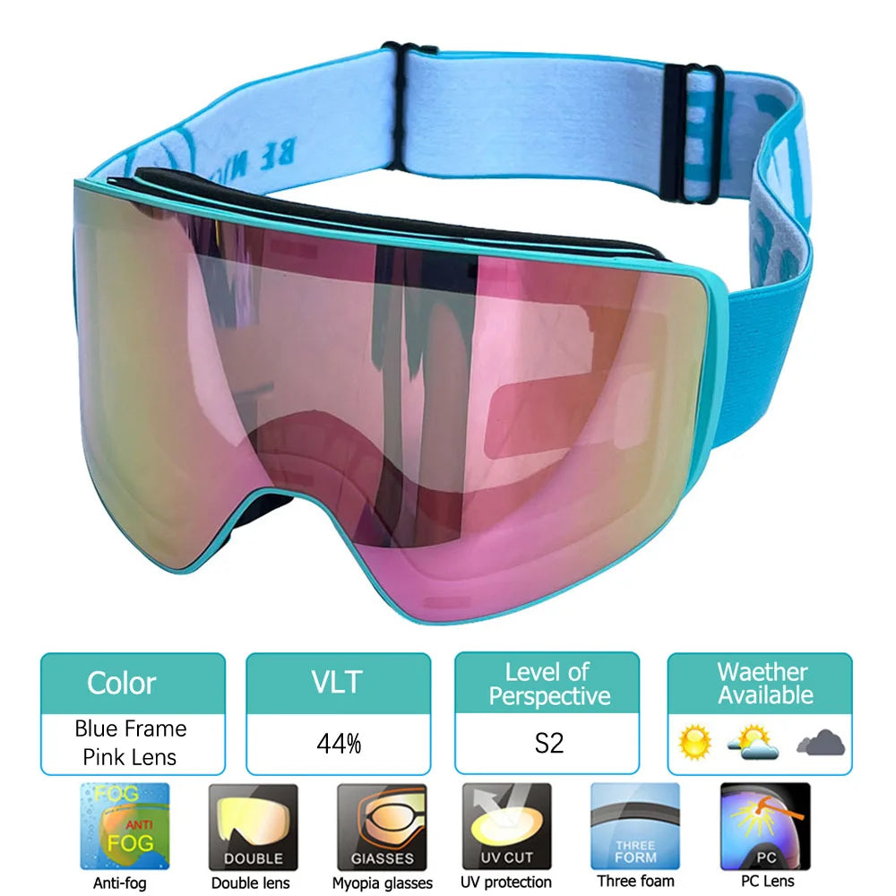 2024 New Double Layer Magnetic Ski Goggles Polarized Lens Skiing Anti-Fog UV400 Snowboard Goggles Men Women Ski Glasses Eyewear
