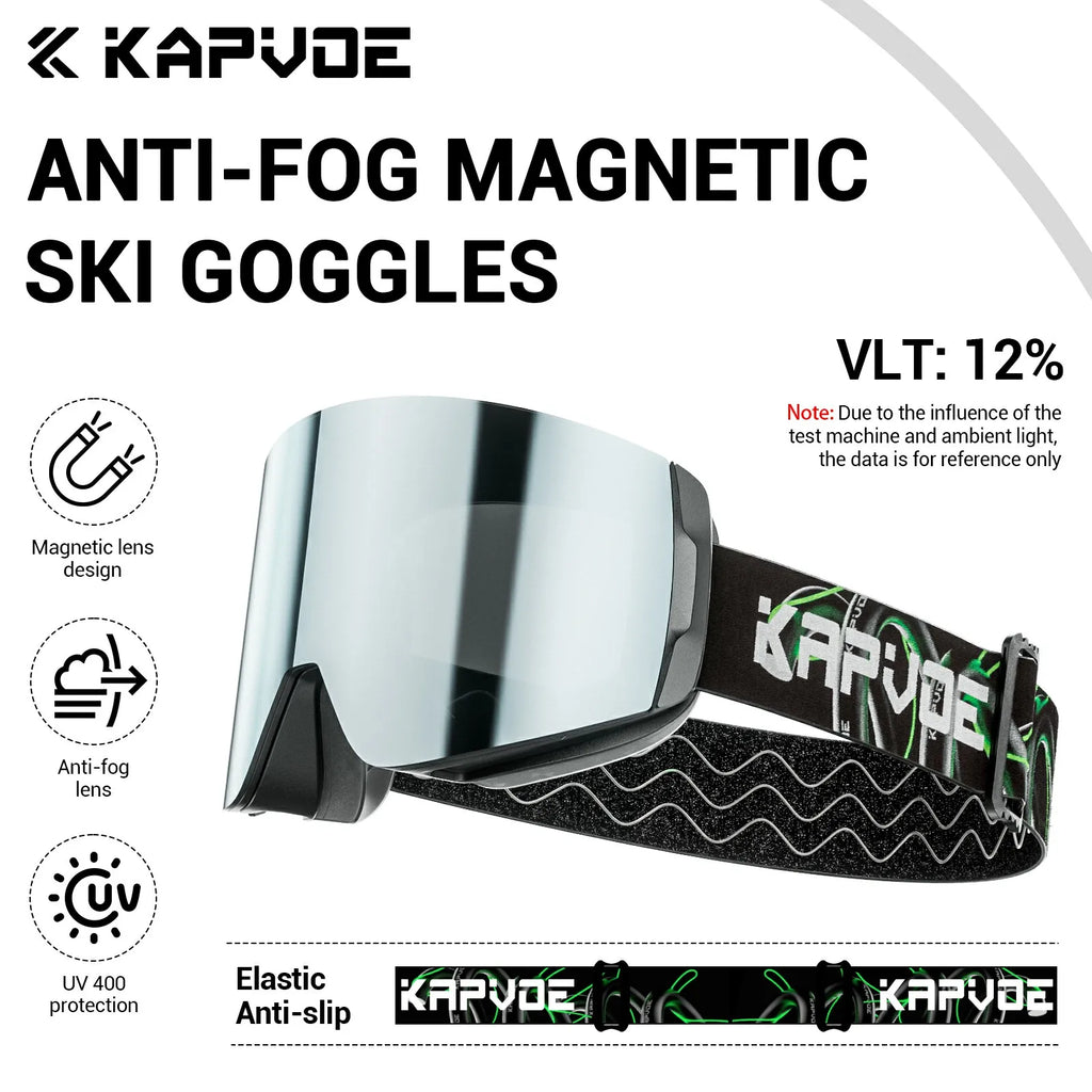 KAPVOE Magnetic Snow Goggles Double Layer Anti-Fog UV Protection for Skiing Snowboarding High-definition Clarity Unisex Skiing