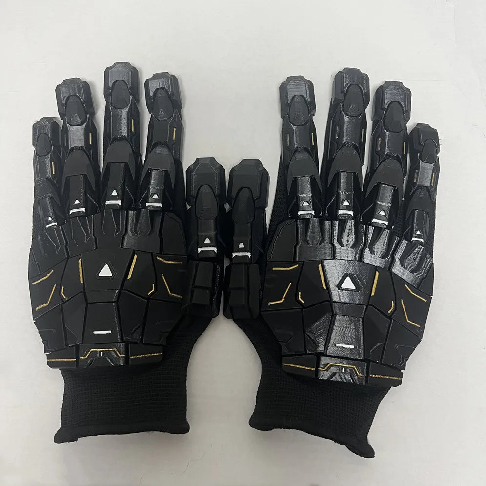 Gothic Techwear Exoskeleton Gloves 3D Printing Handmade Gluing Punk Mechanical Gloves Wearable Hand Armor Cosplay Props