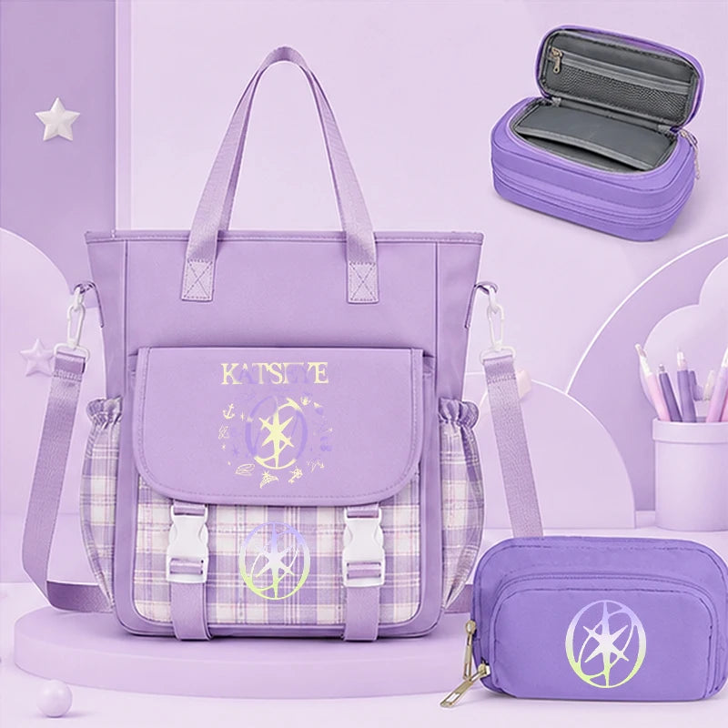 Kpop Group Katseye Backpack Set Teen Girls Back To School Gifts Korean Ulzzang Katseye Women Travel Bagpack Suit