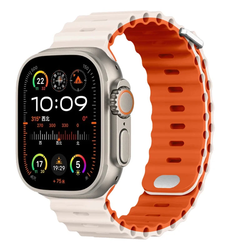 Ocean Strap For Apple Watch Ultra 3/2 Band 49mm 11 10 9 8 7 46mm 45mm 41mm Silicone Bracelet Belt iWatch 6 5 4 SE 44mm 42mm band