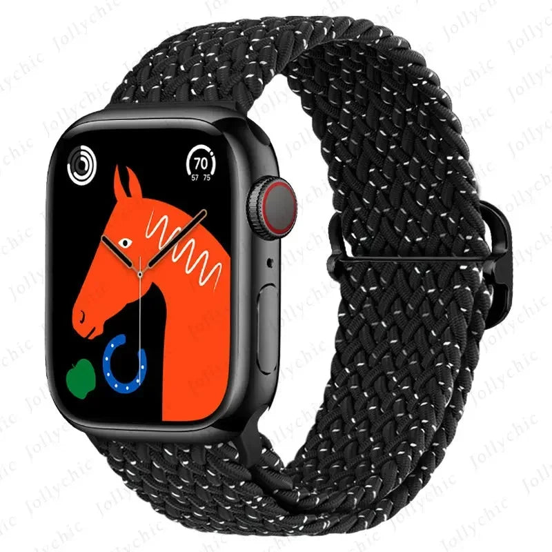 Braided Loop for Apple Watch Strap 44mm 40mm 45mm 41mm 42mm 38mm 49mm Elastic Solo Bracelet IWatch Series 7 Se 3 6 Ultra 8 Band