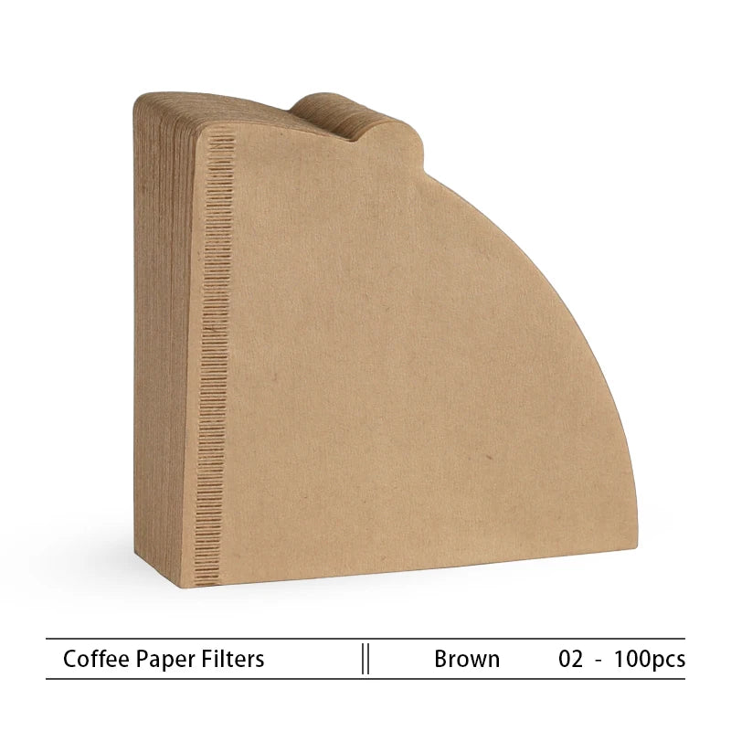 10-100 PCS Coffee Filter Paper V-Shaped Wood Pulp Cone Filter Pour Over 2-4 Cups Natural Drip Coffee Paper Filters Accessories