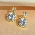 Fashion Hollow Square Cubic Zirconia Earrings For Women Gold Silver Color Copper Metal Geometric Earrings Party Everyday Jewelry