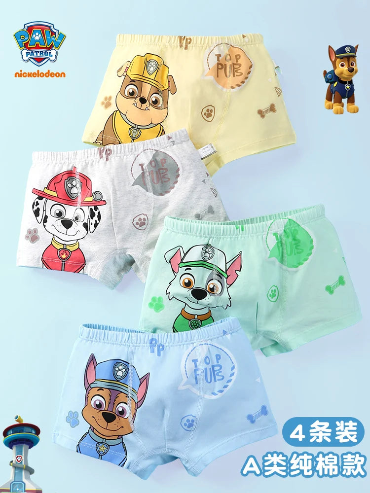 4PCS/Set 100% Genuine Paw Patrol KID's Printed Underpants Chase Rocky Marshall Rubble Briefs Underwear Boys Girls Birthday Gift