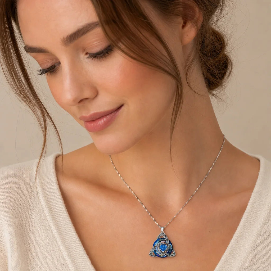 12 Birthstone Celtic knot Necklace Colorful Crystal Trinity Knot Triquetra Pendant for Women Irish Jewelry
