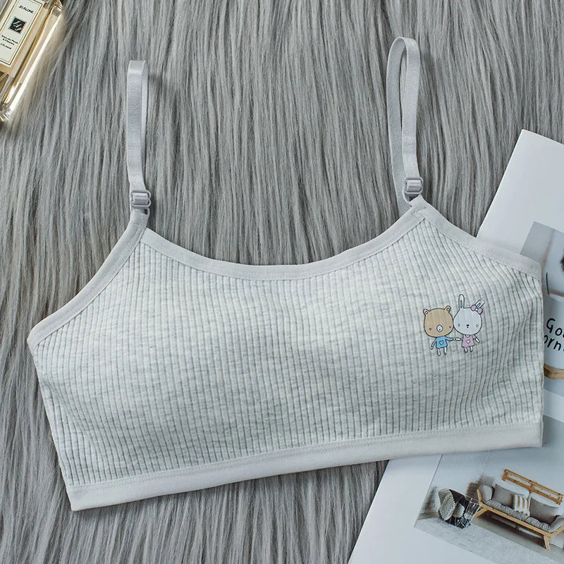 1PC 8-16Y Kids Training Bras Young Girls Underwear Teenage Training Bras Cotton Child Cute Brassiere Tube Tops Girl's Sport Bras