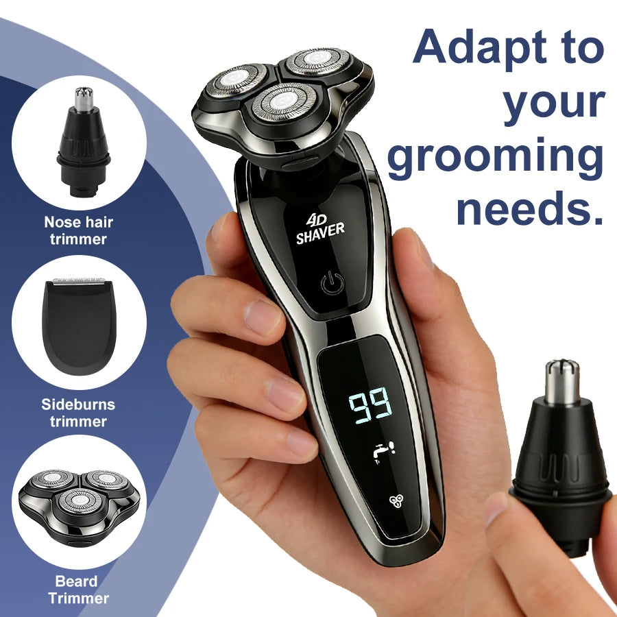 Men's three-blade electric shaver, USB charging, can choose to add , nose hair device,and  sideburns knife