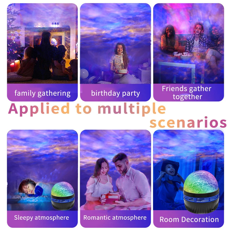 RGB Galaxy Aurora Projection Lamp USB Powered Remote Control Auto Rotate Star Night Light For Bedroom Home Theater Ornament