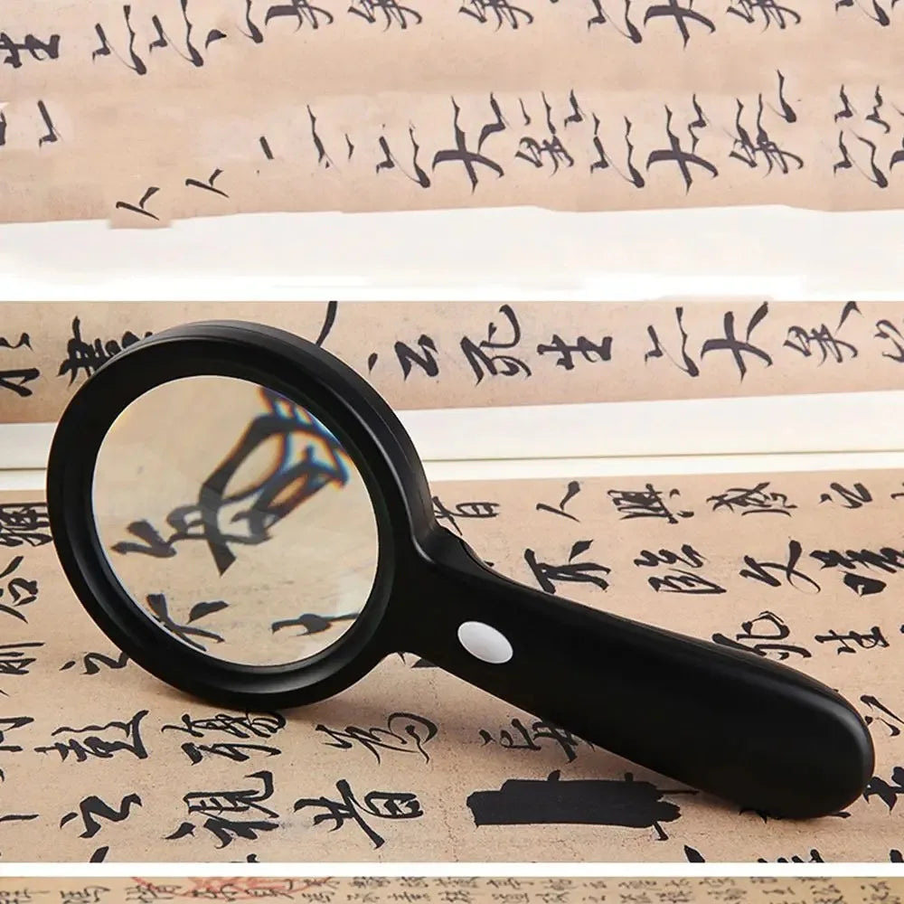 10X Handheld Magnifying Glass with 12 LED Lights Magnifier Tool for Reading Jewelry Inspection Repair Coin Collecting