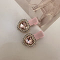Korean Love Rhinestone Fabric Art Duck Mouth Clip Sweet and Versatile Side bangs Clip Hair Accessories Women's Pink Hair Clip