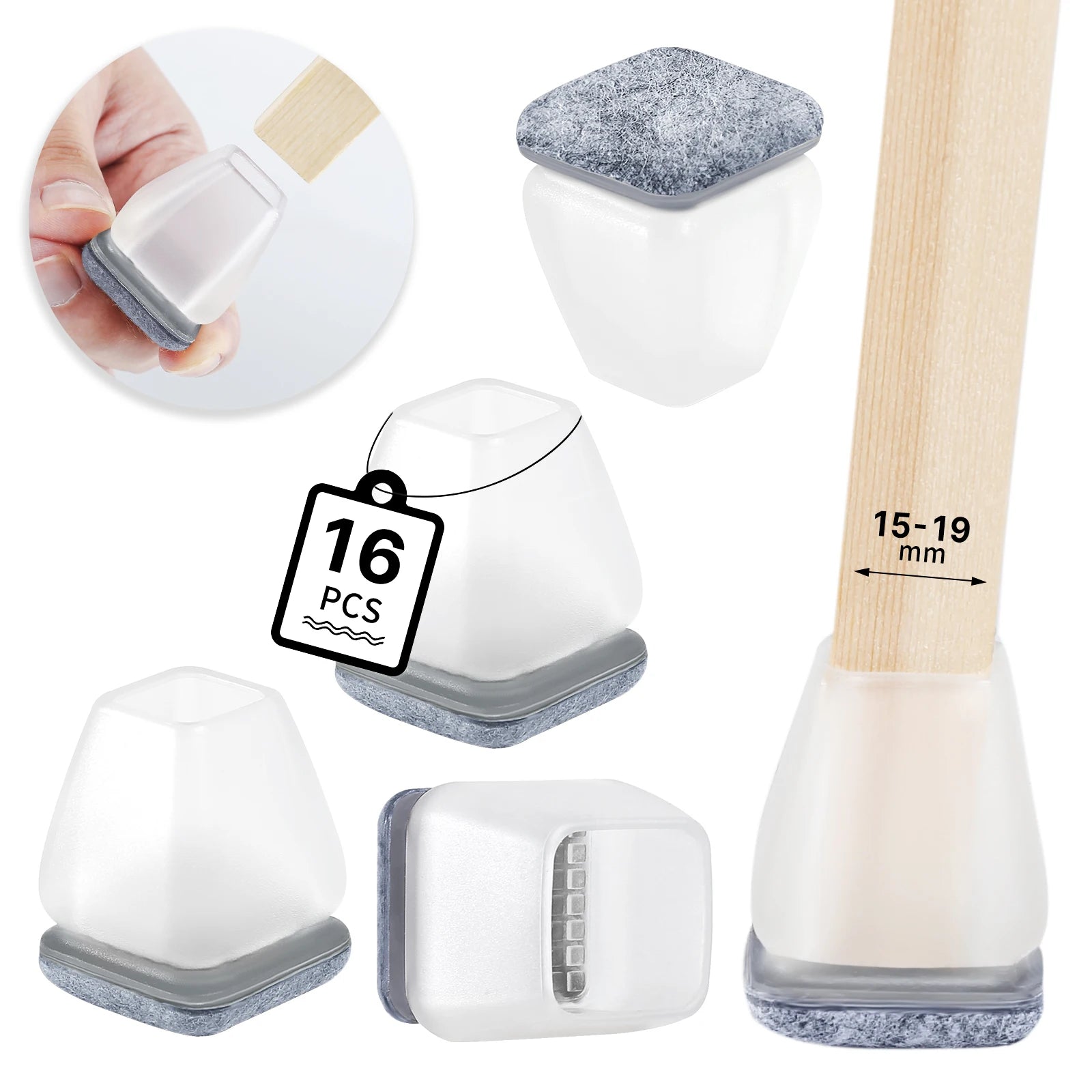 16PCS Silicone Chair Legs Pads Non-Slip Felt Chair Feet Caps Furniture Floor Protectors No Scratches Reduce Noise Home Decor
