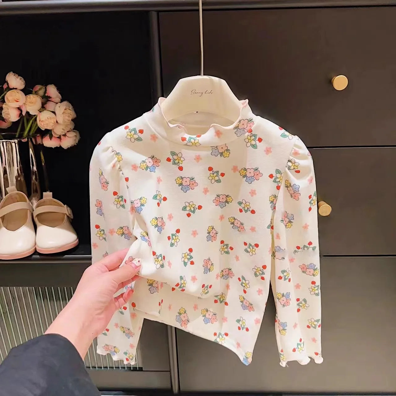 Kids Girls Full Print Bottoming Shirt Spring Autumn Baby Clothing 1-10Years Old New Fashion Casual Long-sleeved Warm Tops Winter