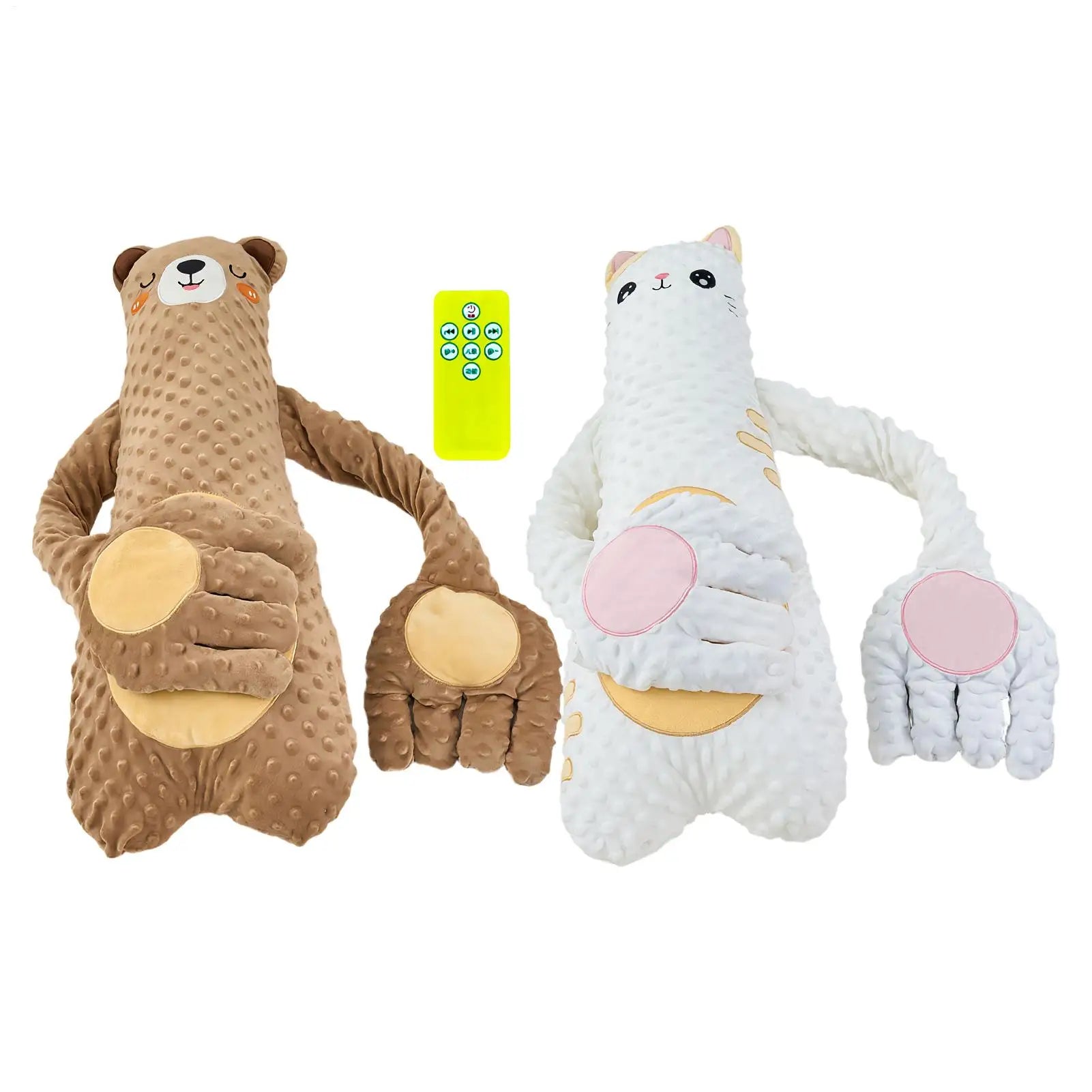 Patting Soother Pillow for Kids, Soft Hugging Electric Plush Toy with Remote Gentle Vibration Calmings Sleep Aid for Bed Crib