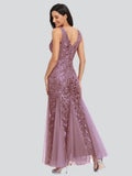 Women's Floral Embroidered Mermaid Evening Gown