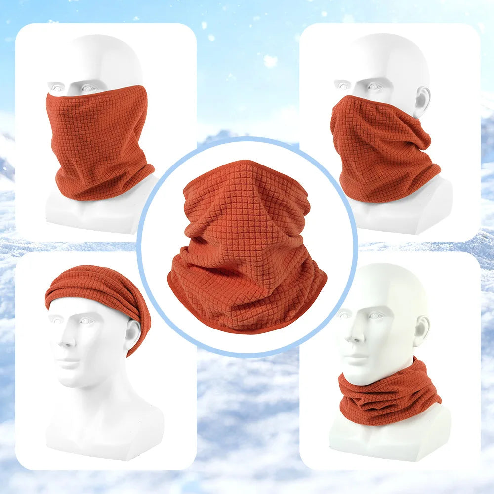 Waffle Cycling Neck Gaiter Windproof Winter Polar Fleece Neck Warmer Hiking Unisex Skiing Mask Tube Scarf Face Covering Camping