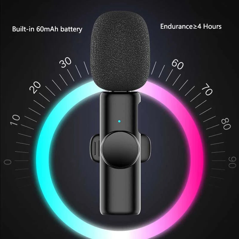 New Portable Wireless Lavalier Microphone Audio Video Recording Mini Microphone for iPhone Laptop Android Live Gaming Mic
