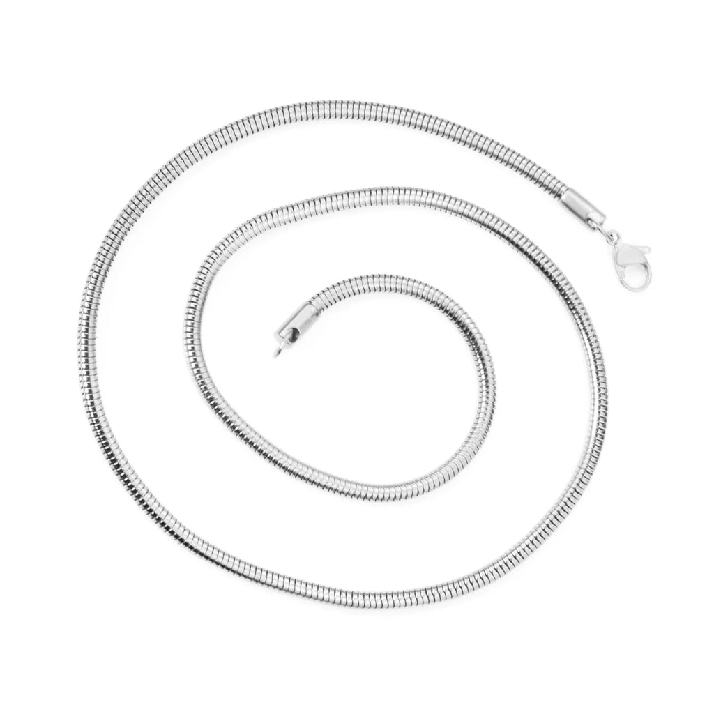 LUXUSTEEL Suitable for Men and Women 1mm 45cm/50cm/55cm/60cm Round Snake with Chain Necklace Stainless Steel Jewelry