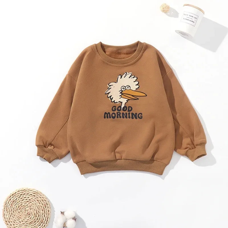 Korean INS 2024 Children's Autumn Winter Long Sleeve O-Neck Sweatshirt Cute Tops for Girls And Boys Baby Sweaters Kids Clothing