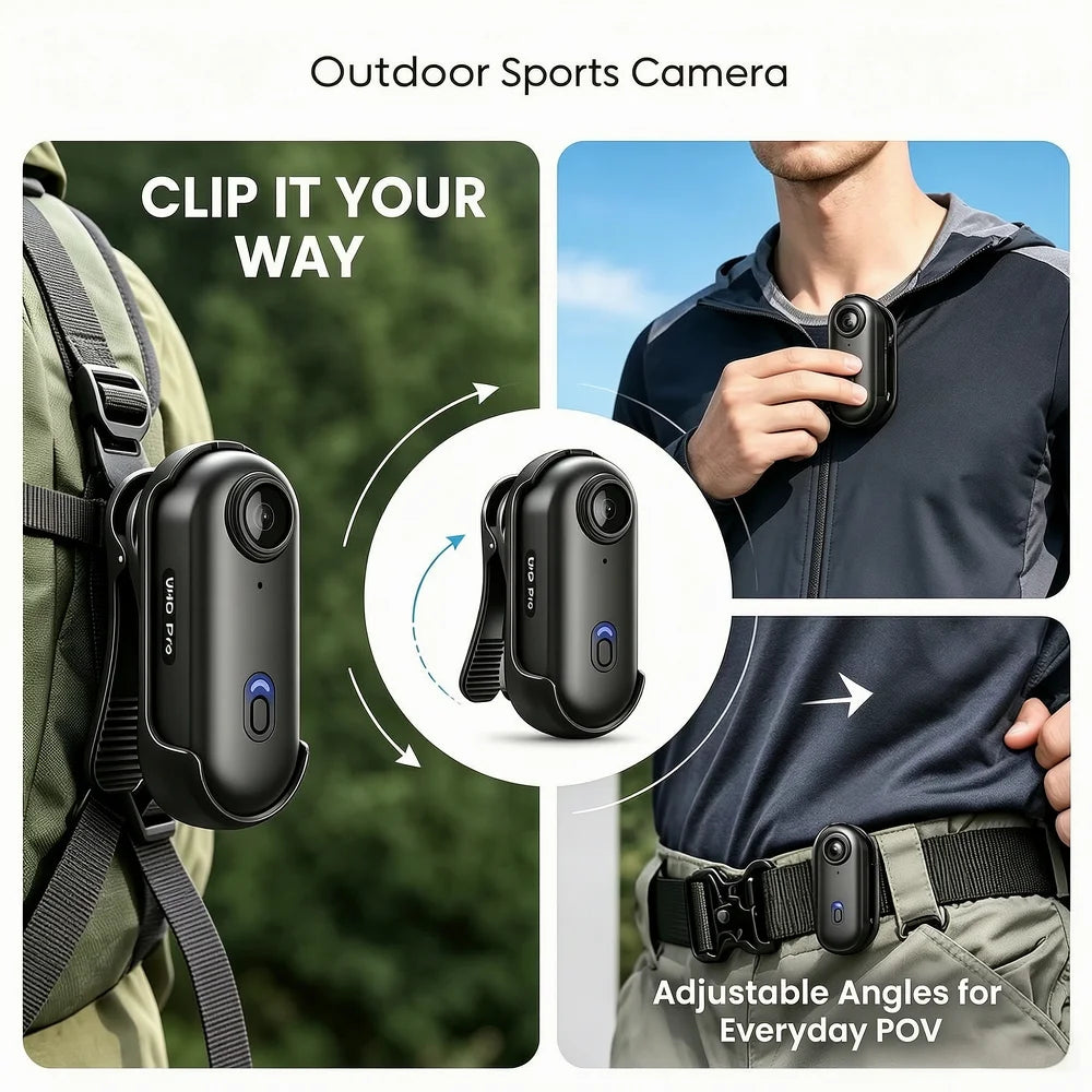 4K HD Mini Vlog Camera with WiFi Wireless Portable Action Body Cam for Sports Travel Photography Pocket Sized Video Recorder