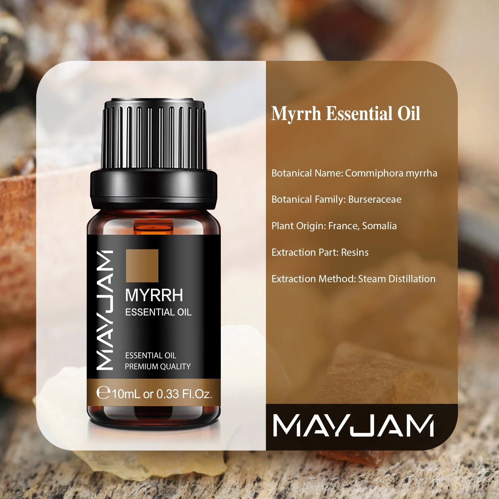 MAYJAM 10ML Myrrh Camphor Thyme Vetiver Cypress Cajeput Essential Oil For Humidifier Diffuser Burner Making Scented Candle