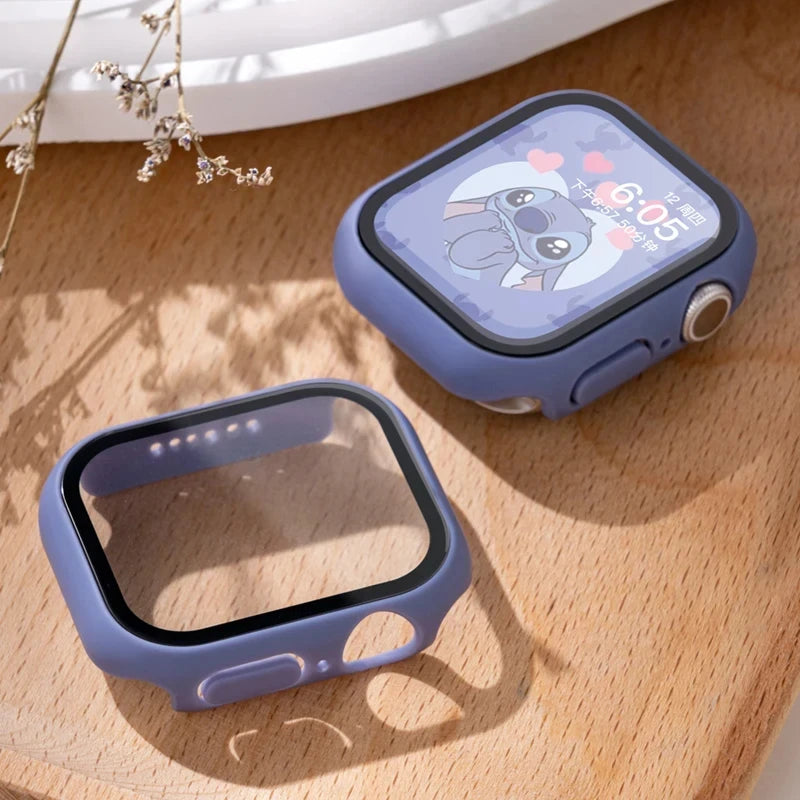 Tempered Glass+cover For Apple Watch Case Accessories 45mm 41mm 42mm 38mm PC Screen Protector cover iWatch 6 5 4 se 44mm 40mm