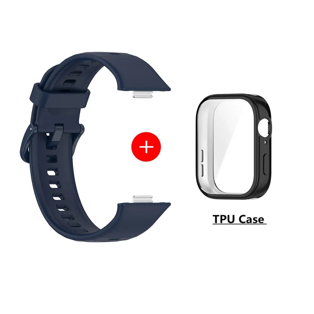 Silicone Watch Strap For Huawei Watch Fit 3 Strap Replacement Band For Huawei Watch Fit3 Strap With Case Screen Protector