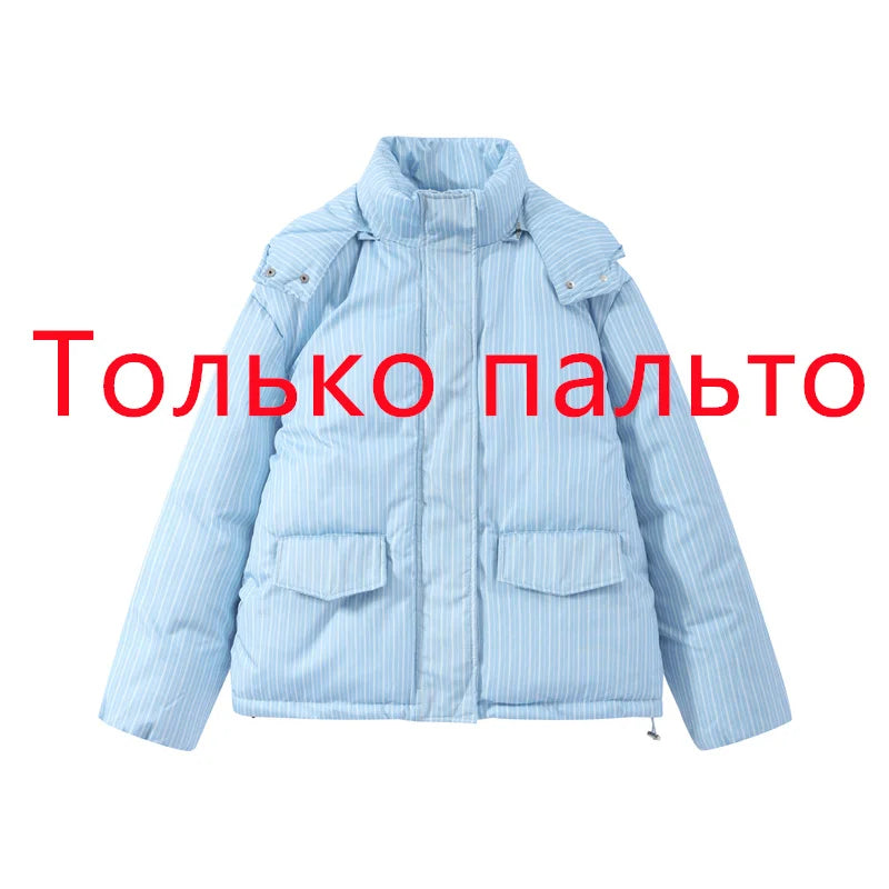 Puffer Women's Two Piece Set Winter Thick Outerwear High Waist Puffer Long Pants Thickened Version Winter Wear 2026 New Arrival