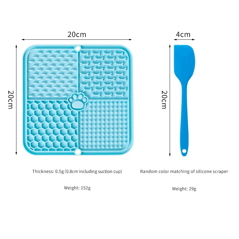 Silicone Lick Mat for Dogs Cats, Strong Suction Cup 4-Zone Multi Textured Slow Feeder Pad, Bath Grooming Distraction Anxiety Relief, BPA Free Dishwasher Safe Pet Feeding Mat