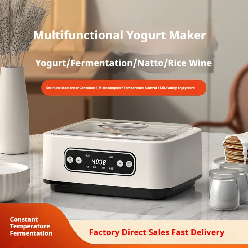 HOMEFISH 1.6L Multi-functional Automatic Yogurt Maker Adjustable Temperature Time Ice Cream Pudding Machine 220V