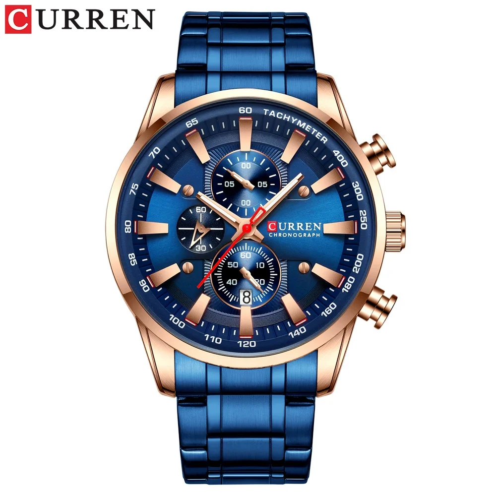 Men six-pin multifunctional quartz watch Waterproof round calendar wristwatch Sport Waterproof Wrist Chronograph Date Watches