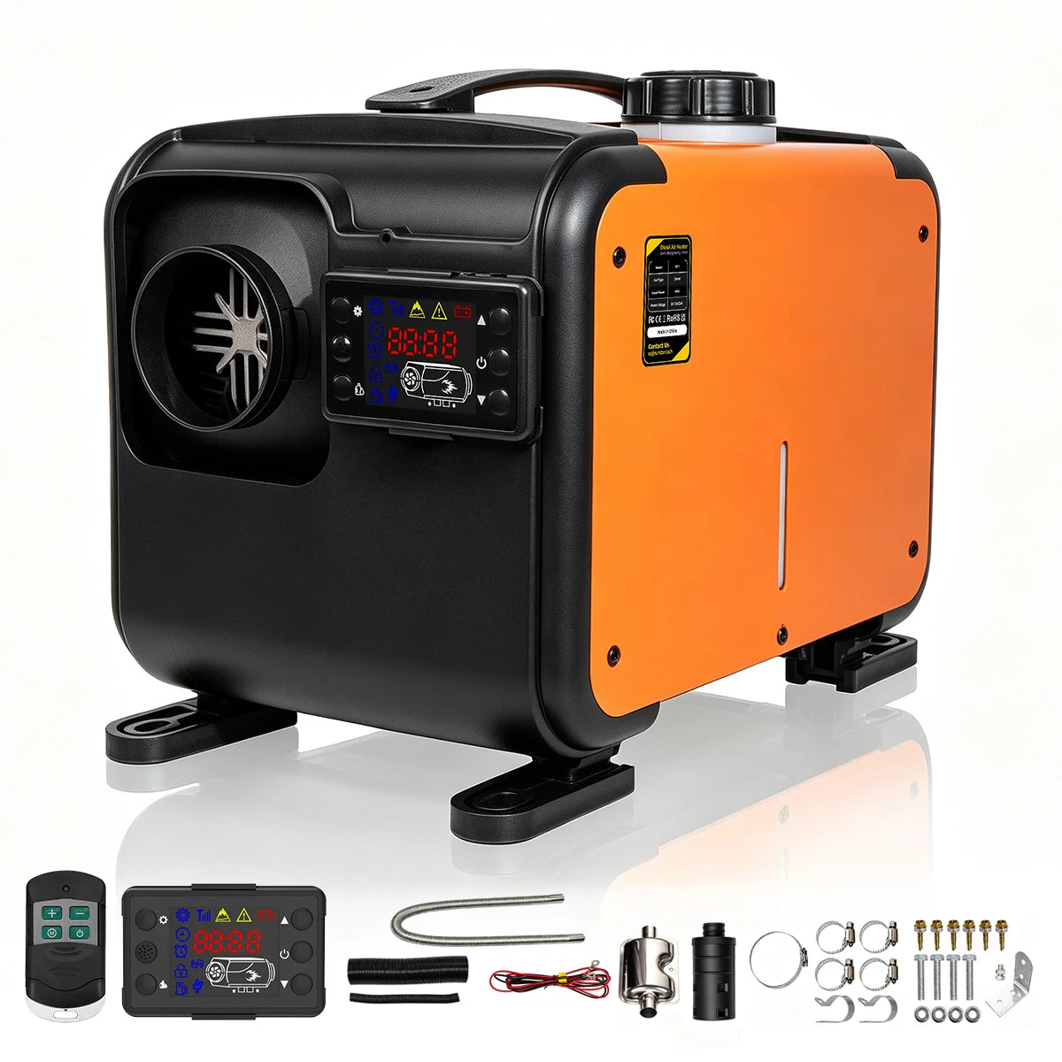 12V 24V 8KW All‑in‑one Diesel Air Heater with LCD Remote Control Parking Heater for RV Motorhome Caravan Truck Boat Indoor