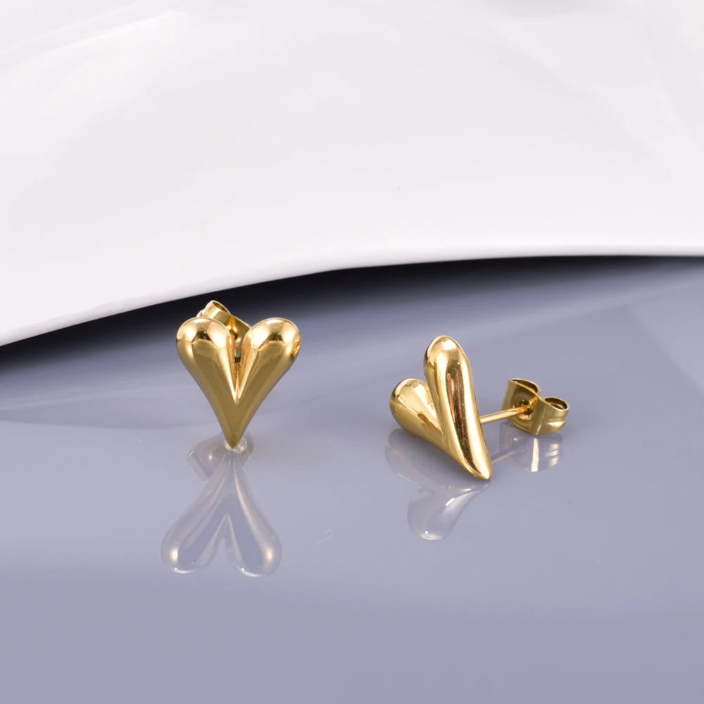 E79 Trendy Stainless Steel Detachable Heart Hoop Earrings Charm Gold Color Fashion Party Birthday Daily Jewelry for Women Girls