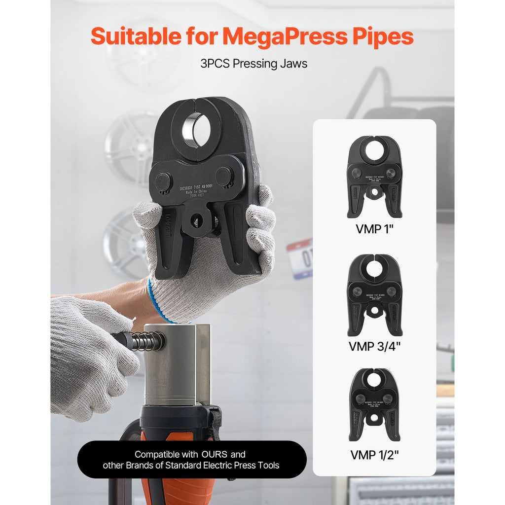 SucceBuy MegaPress Jaws Pressing Jaws 1/2 in 3/4 in & 1in for MegaPress Carbon Steel Pipes Compatible with Standard Press Tools