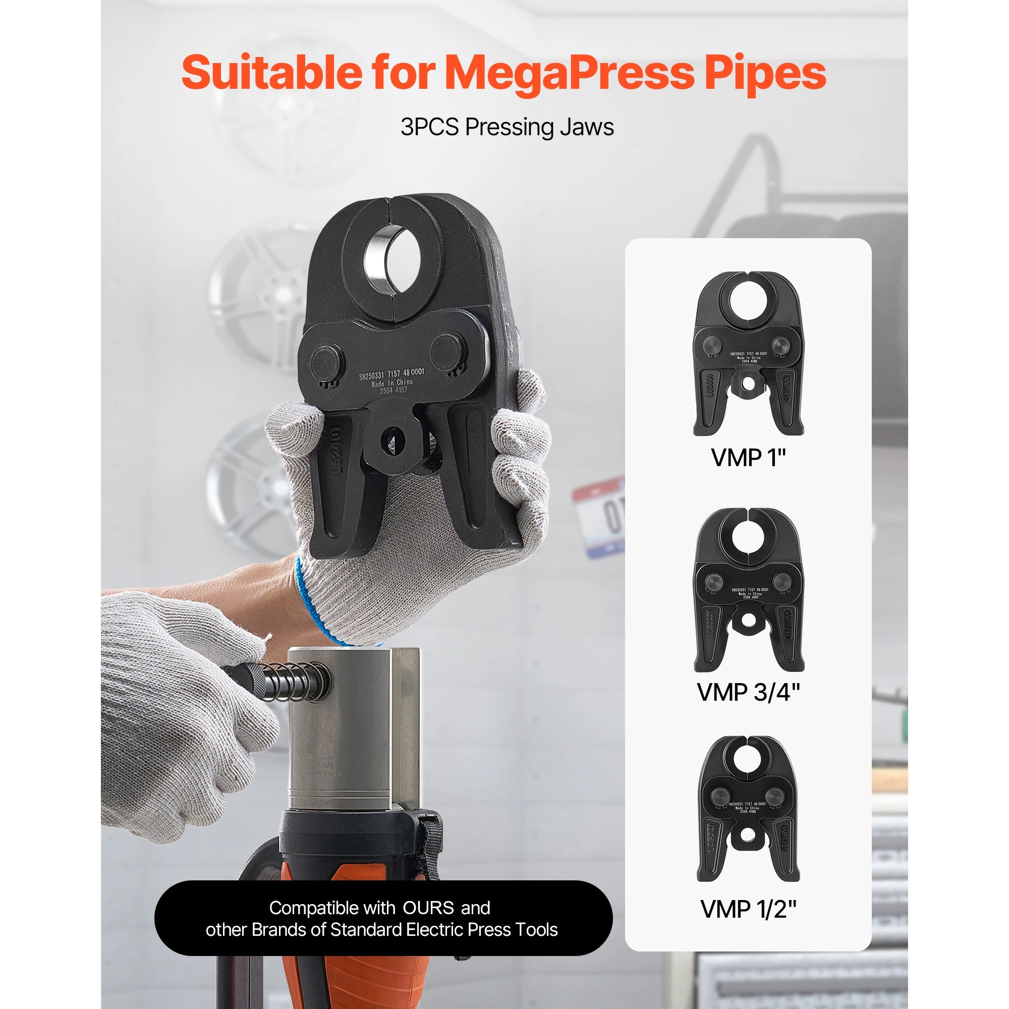 SucceBuy MegaPress Jaws Pressing Jaws 1/2 in 3/4 in & 1in for MegaPress Carbon Steel Pipes Compatible with Standard Press Tools