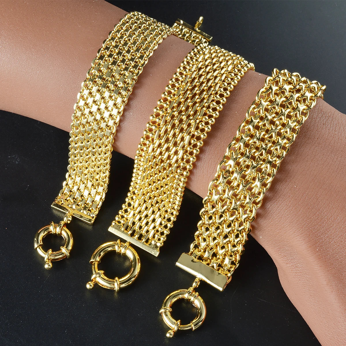 New 18MM Wide Copper Chain Bracelet Unisex 18K Gold Plated Wristband Miami Sidewalk Bracelet Punk Hip Hop Jewelry Party Gift