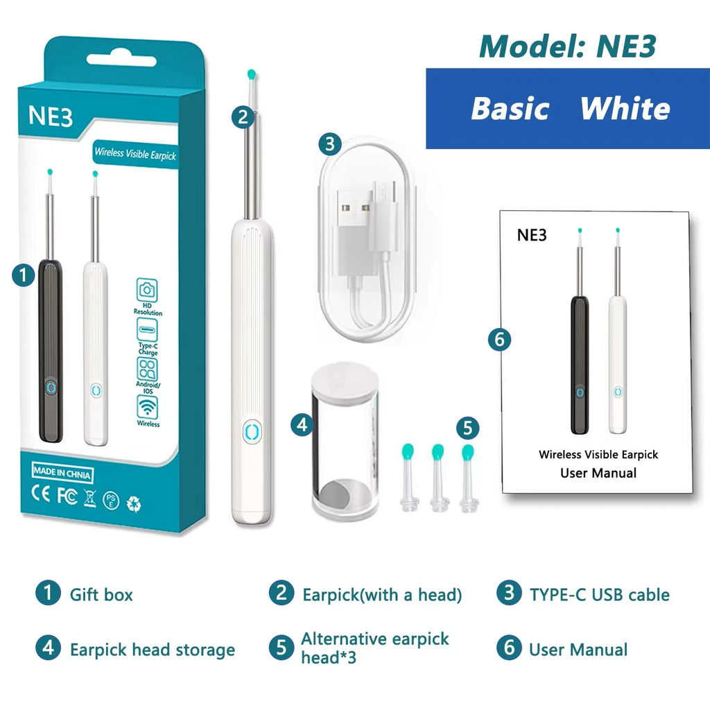 Ear Cleaner with Camera Wireless Ear Sticks Otoscope USB C Charging Endoscope Wax Removal Tool Earpick MIni Camera