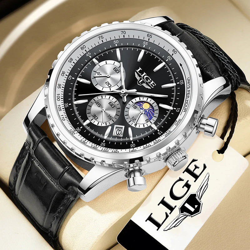 LIGE Fashion Top Brand Luxury Men Watch Casual Business Watch Men Sports Waterproof Quartz chronograph Wrist Watches For Men