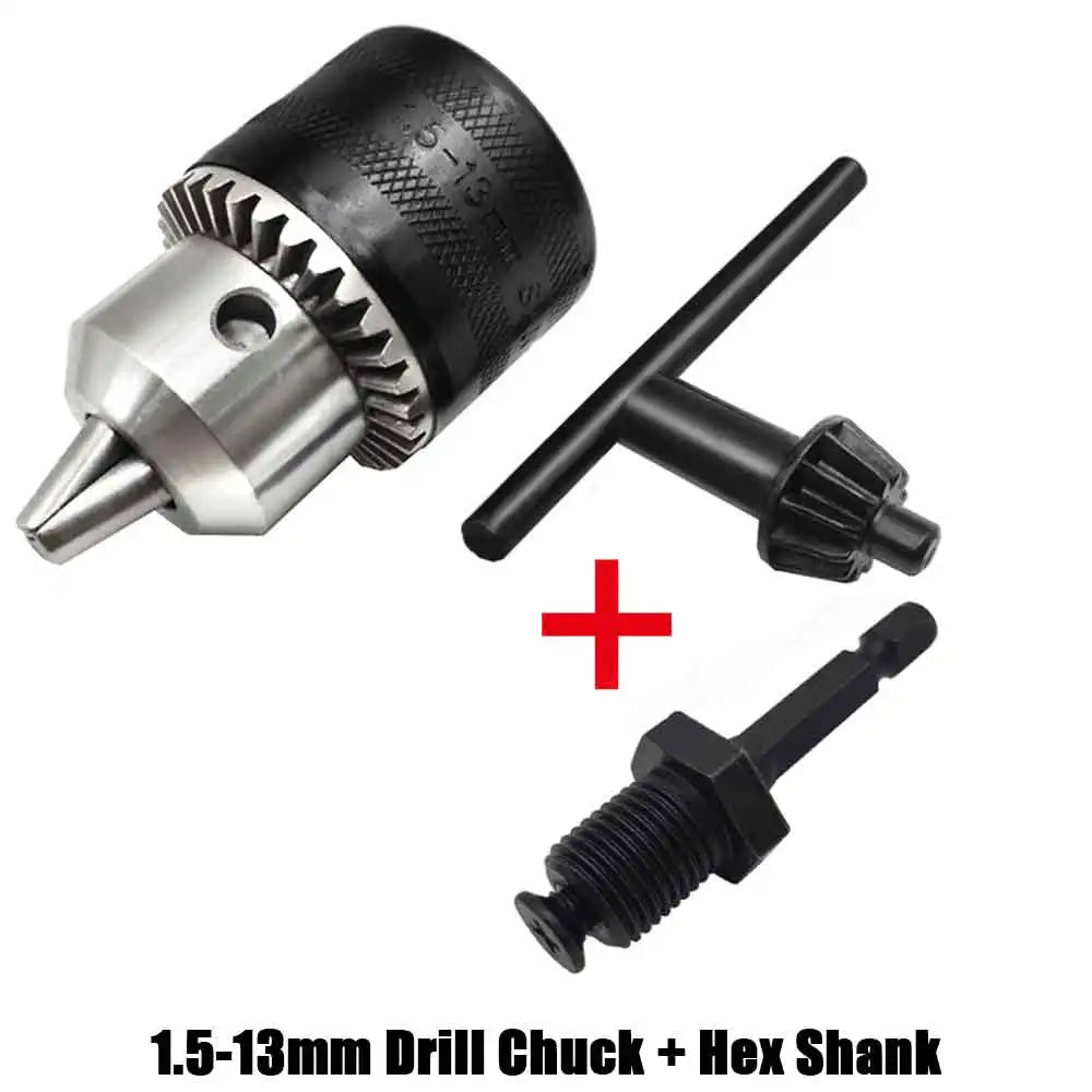 1.5-13mm Drill Chuck,1/2-20UNF Mount Impact Driver Bits Chuck Conversion Hex Shank/SDS-Plus Socket Square Adapter with Chuck Key