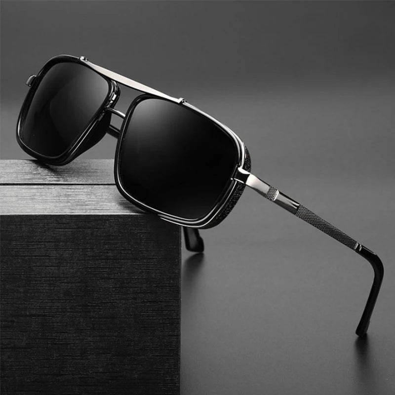 1/2/3PCS New Style Stylish  Retro Car Sunglasses Thickened Double Beam Punk Men's Metal Sunglasses 877