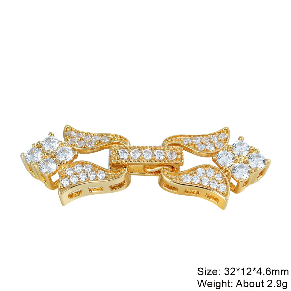 Juya 18K Gold Plated Decorative Fasteners Connector Locks Pearls Clasps Accessories For DIY Needlework Beads Jewelry Making