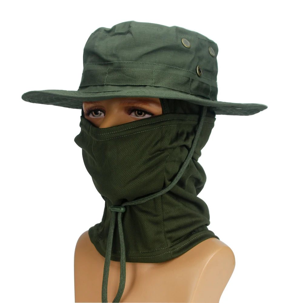 Four Season Unisex Camo Pattern Hat & Neck Gaiter Integrated Wind Resistant Outdoor Fishing Headgear