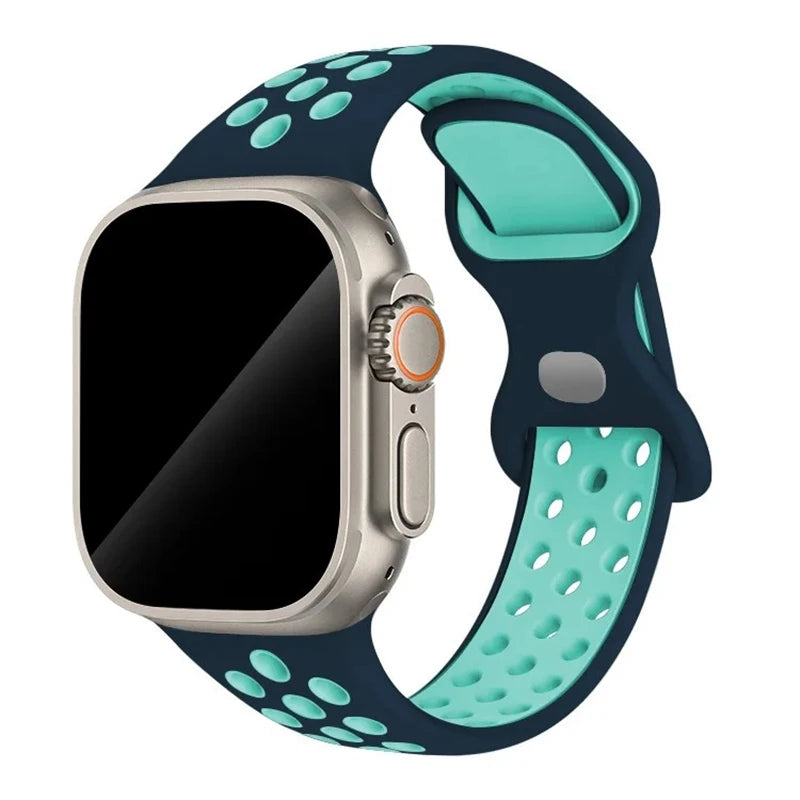 Silicone Strap For Apple Watch 44mm 45mm 40mm 41mm 38 42mm sports Rubber Breathable Band iwatch series 10 9 8 SE 7 6 Ultra 49mm