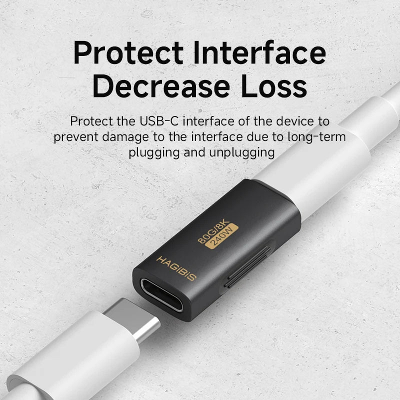 Hagibis USB C Female to USB C Female Adapter 80Gbps 240W USB4 Dual Female Extension Cable Converter for Thunderbolt 5/4 Laptop