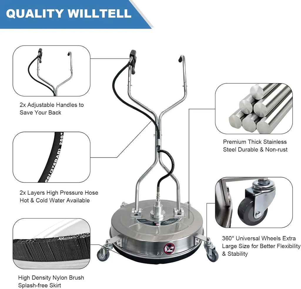 24 Inch High Pressure Stainless Steel Flat Surface Cleaner/ Industrial Pressure Cleaners Mobile Scrubber For Floor Cleaning